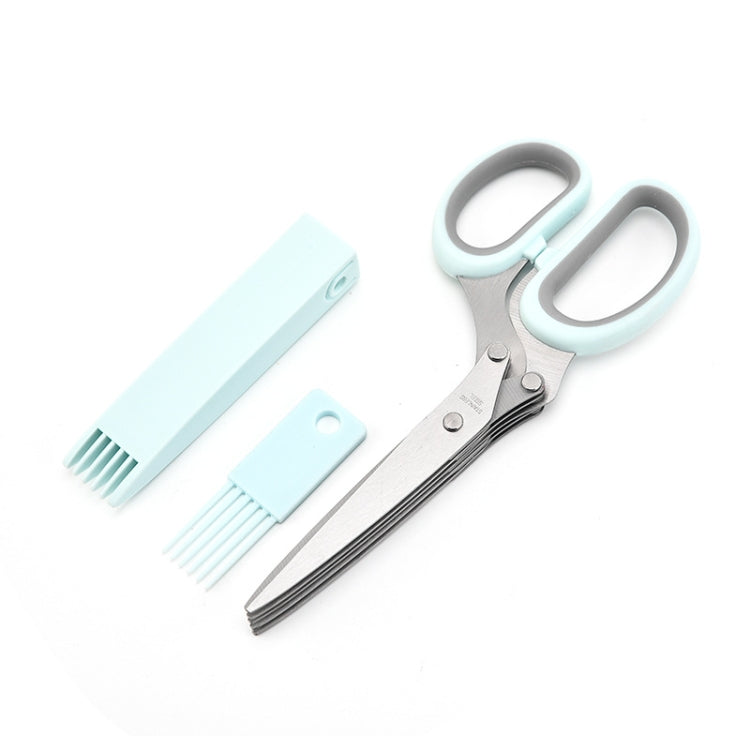 Five-Layer Vegetable Scissors Office Shredding Stainless Steel Scissors, Green White, Black Red, Green Gray, Blue Gray