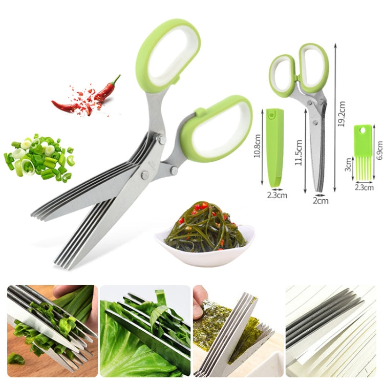Five-Layer Vegetable Scissors Office Shredding Stainless Steel Scissors, Green White, Black Red, Green Gray, Blue Gray