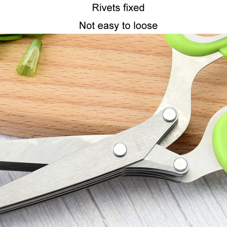 Five-Layer Vegetable Scissors Office Shredding Stainless Steel Scissors, Green White, Black Red, Green Gray, Blue Gray