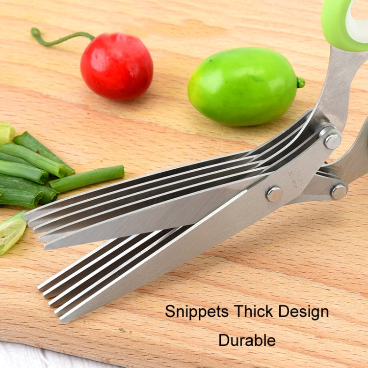 Five-Layer Vegetable Scissors Office Shredding Stainless Steel Scissors, Green White, Black Red, Green Gray, Blue Gray
