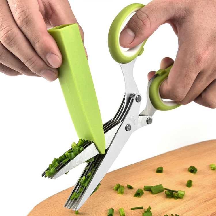 Five-Layer Vegetable Scissors Office Shredding Stainless Steel Scissors, Green White, Black Red, Green Gray, Blue Gray