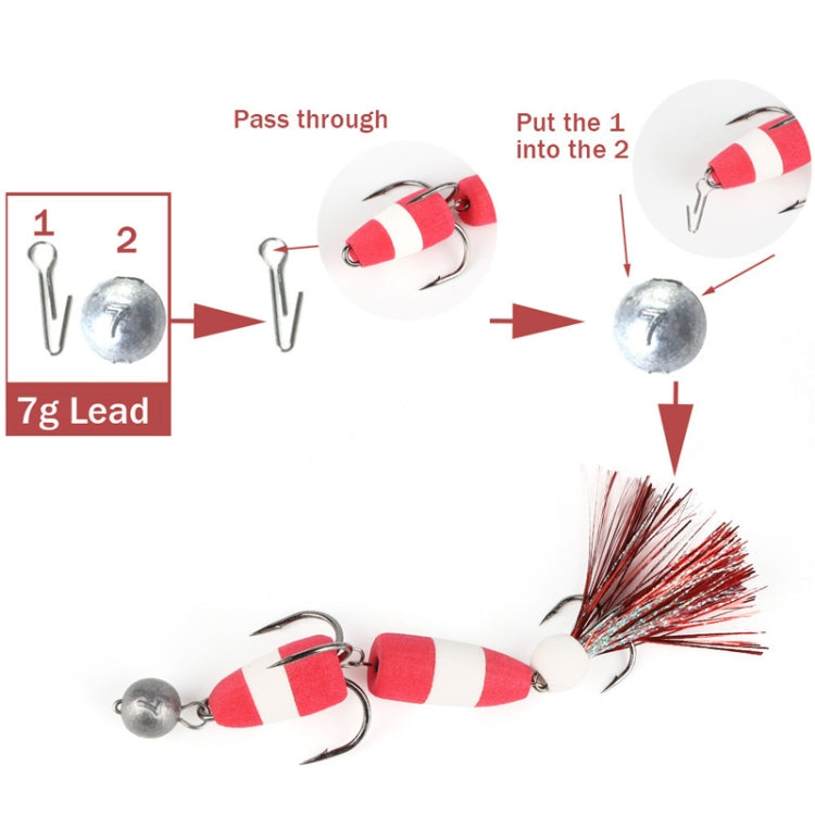 W.P.E PMG-M Foam Hook Soft Worm Bait Three Anchor Hook Fake Lures