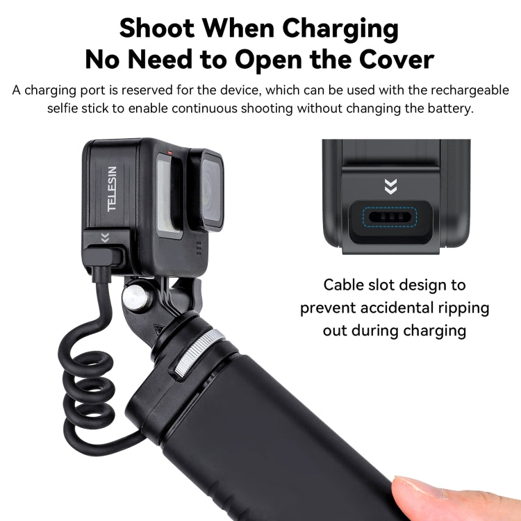 غطاء جانبي مقاوم للعوامل الجوية من TELESIN، غطاء شحن سهل الإزالة، لكاميرات GoPro Hero11 Black / HERO10 Black / 9 Black