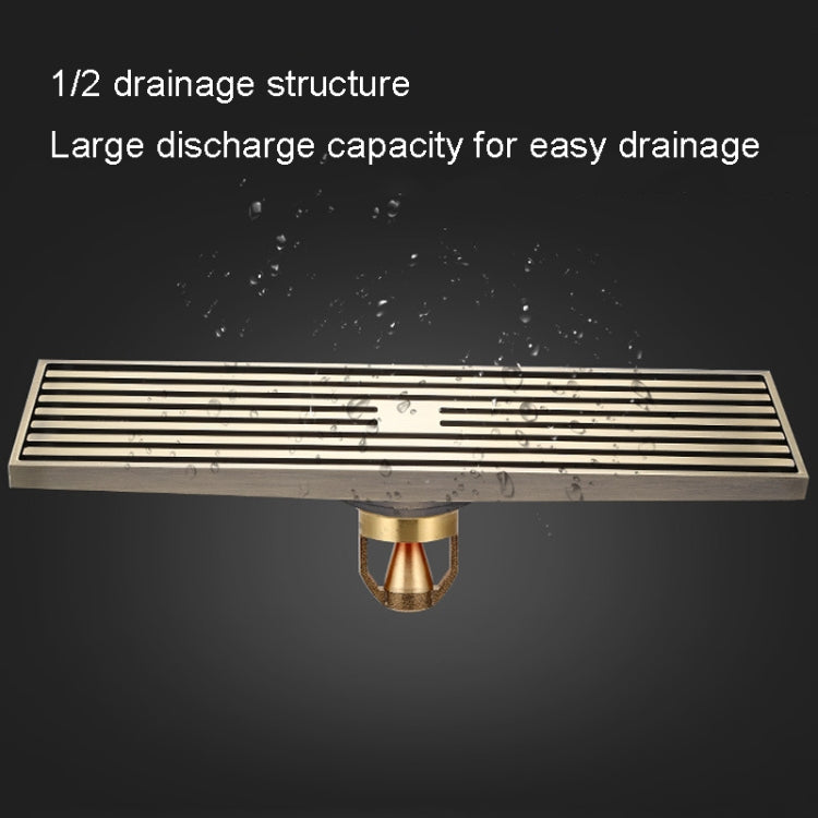 8x30cm Extended Full Copper Strip Floor Drain, Style:, K8034 Chrome Plated+Black Straight Row, K8034 Chrome Plated+Copper Self Seal, K8034 Chrome Plated+5.5 Deep Water Seal, K8034 Chrome Plated+Magnetic Suspension, K8035 Nickel Brushes+Black Straight R...