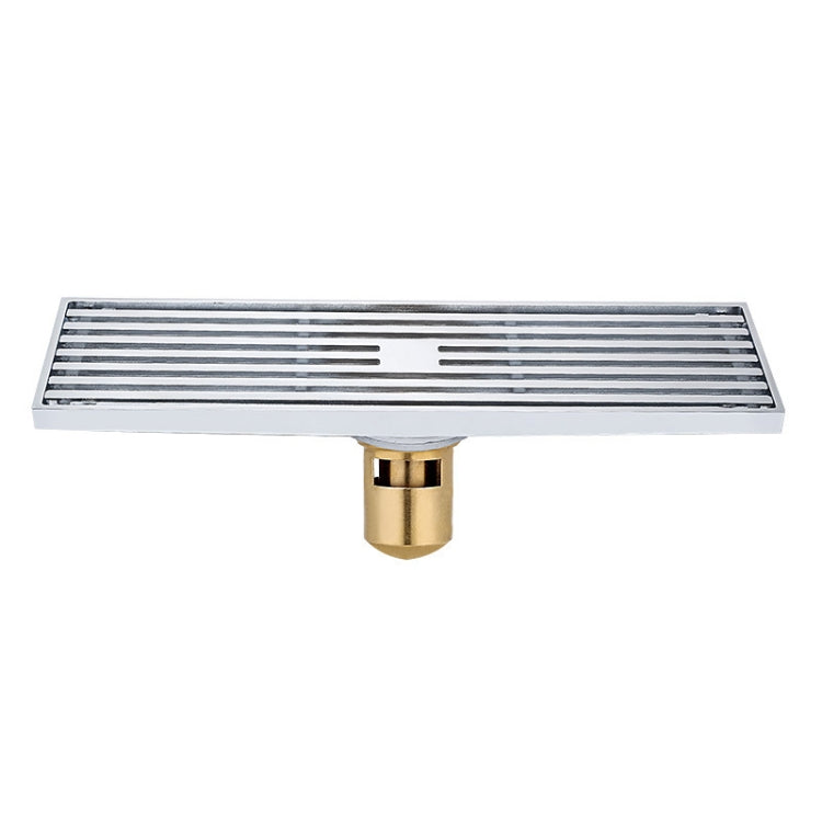 8x30cm Extended Full Copper Strip Floor Drain, Style:, K8034 Chrome Plated+Black Straight Row, K8034 Chrome Plated+Copper Self Seal, K8034 Chrome Plated+5.5 Deep Water Seal, K8034 Chrome Plated+Magnetic Suspension, K8035 Nickel Brushes+Black Straight R...