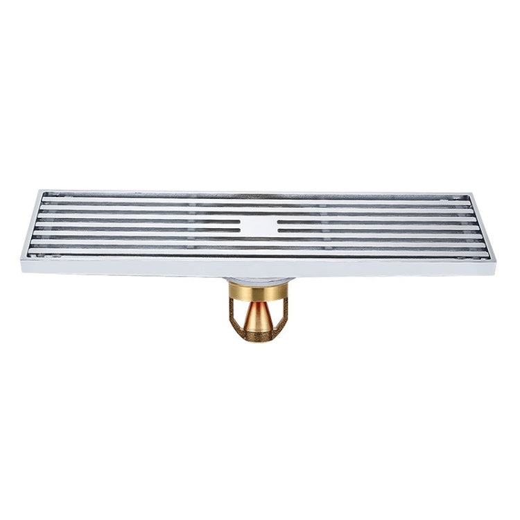 8x30cm Extended Full Copper Strip Floor Drain, Style:, K8034 Chrome Plated+Black Straight Row, K8034 Chrome Plated+Copper Self Seal, K8034 Chrome Plated+5.5 Deep Water Seal, K8034 Chrome Plated+Magnetic Suspension, K8035 Nickel Brushes+Black Straight R...