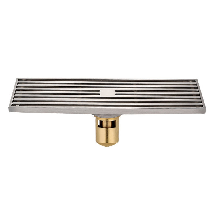 8x30cm Extended Full Copper Strip Floor Drain, Style:, K8034 Chrome Plated+Black Straight Row, K8034 Chrome Plated+Copper Self Seal, K8034 Chrome Plated+5.5 Deep Water Seal, K8034 Chrome Plated+Magnetic Suspension, K8035 Nickel Brushes+Black Straight R...