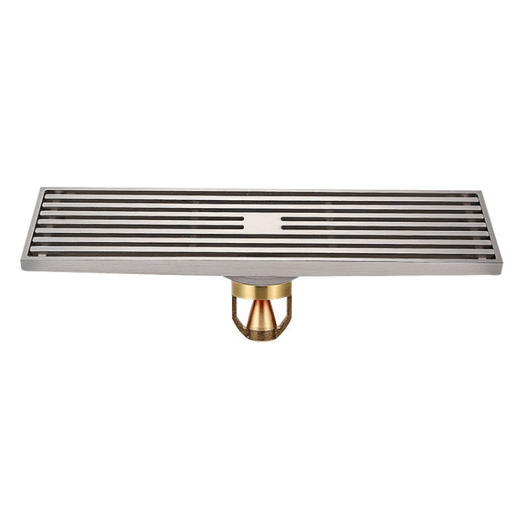 8x30cm Extended Full Copper Strip Floor Drain, Style:, K8034 Chrome Plated+Black Straight Row, K8034 Chrome Plated+Copper Self Seal, K8034 Chrome Plated+5.5 Deep Water Seal, K8034 Chrome Plated+Magnetic Suspension, K8035 Nickel Brushes+Black Straight R...