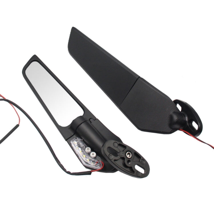 Fixed Wind Wing Rearview Mirror Spoiler with Light Motorcycle Modification