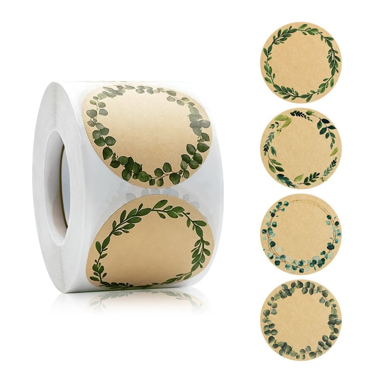Kraft Paper Flower Plant Sticker Gift Packaging Decoration Sticker, 5.0cm
