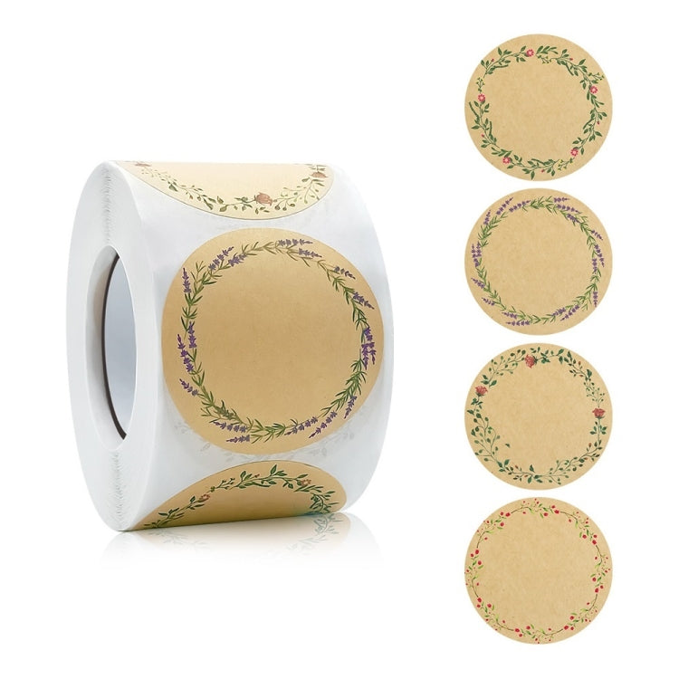 Kraft Paper Flower Plant Sticker Gift Packaging Decoration Sticker, 5.0cm