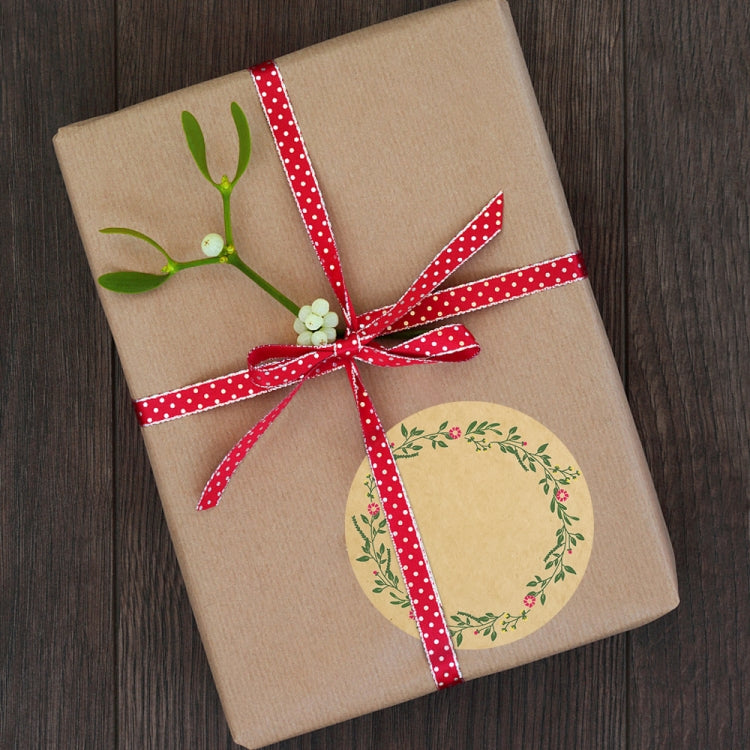 Kraft Paper Flower Plant Sticker Gift Packaging Decoration Sticker, 5.0cm