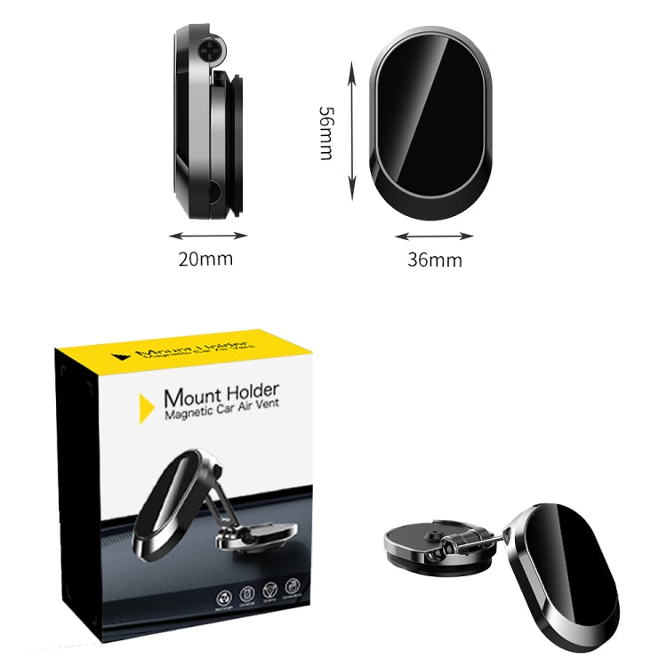 U18 Mini Car Foldable Rotating Magnetic Mobile Phone Navigation Holder, U18 (Black), U18 (Silver)