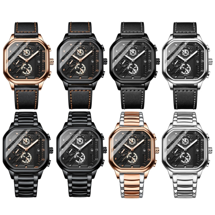 BINBOND B6577 30M Waterproof Luminous Square Quartz Watch