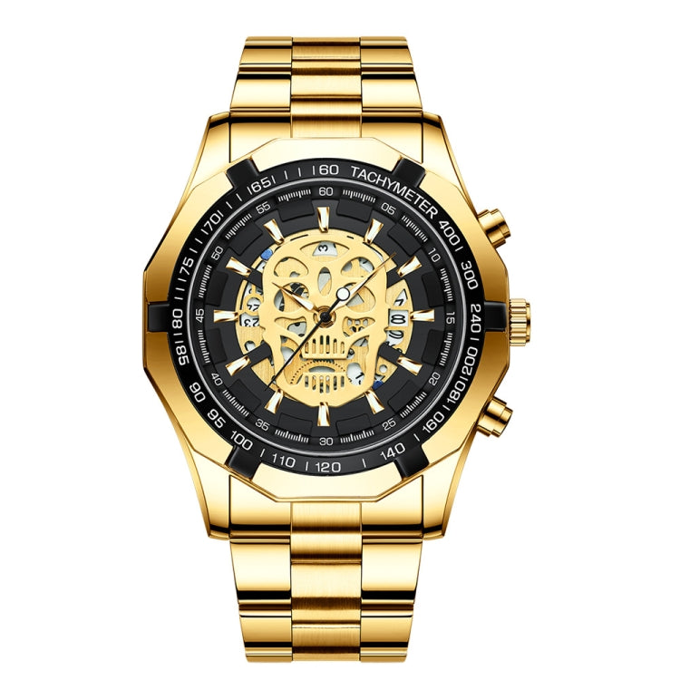 BINBOND S034 30M Waterproof Quartz Watch Skull Skeleton Luminous Watch
