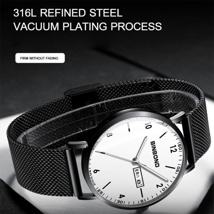 BINBOND B3820 30M Waterproof Ultra-thin Quartz Luminous Starry Watch