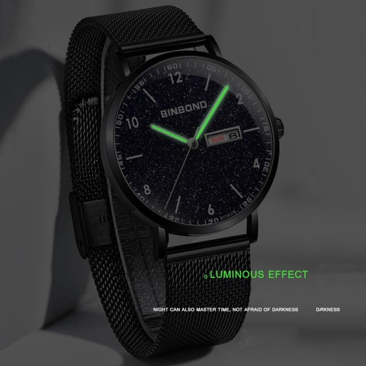 BINBOND B3820 30M Waterproof Ultra-thin Quartz Luminous Starry Watch