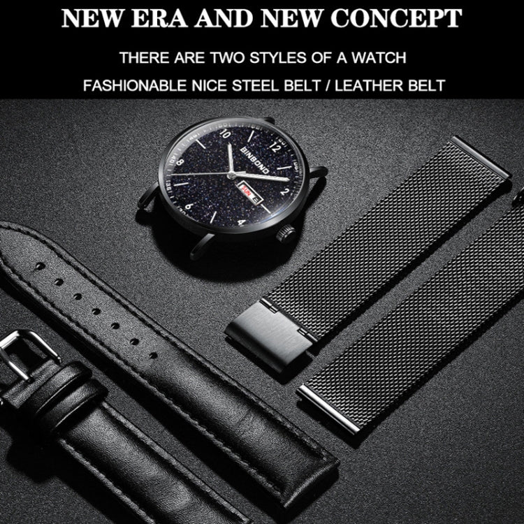BINBOND B3820 30M Waterproof Ultra-thin Quartz Luminous Starry Watch
