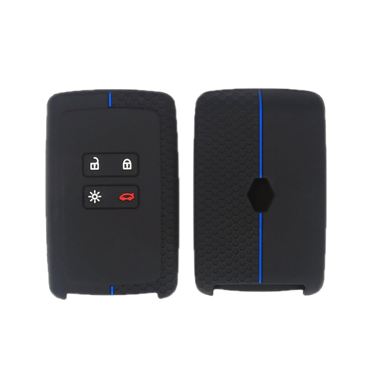 For Renault Koleos/Megane 2pcs 4 Button Honeycomb Pattern Silicone Key Cover, Black Red Line, Red White Line, Sea Blue Black Line, Dark Gray Black Line, White Black Line, Black Blue Line, Black White Line