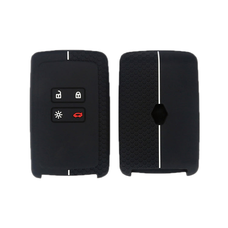 For Renault Koleos/Megane 2pcs 4 Button Honeycomb Pattern Silicone Key Cover, Black Red Line, Red White Line, Sea Blue Black Line, Dark Gray Black Line, White Black Line, Black Blue Line, Black White Line