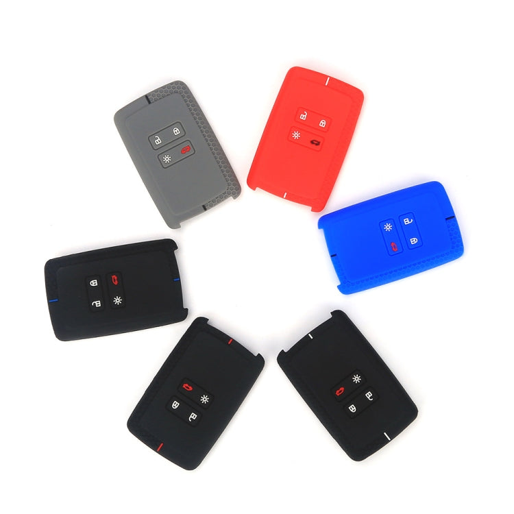 For Renault Koleos/Megane 2pcs 4 Button Honeycomb Pattern Silicone Key Cover, Black Red Line, Red White Line, Sea Blue Black Line, Dark Gray Black Line, White Black Line, Black Blue Line, Black White Line