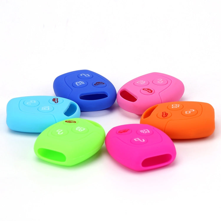 For Ford Transit/Focus 2pcs 3-Button Silicone Key Protector, Rose Red, Pink, Orange, Sea ??Blue, Sky Blue, New Green