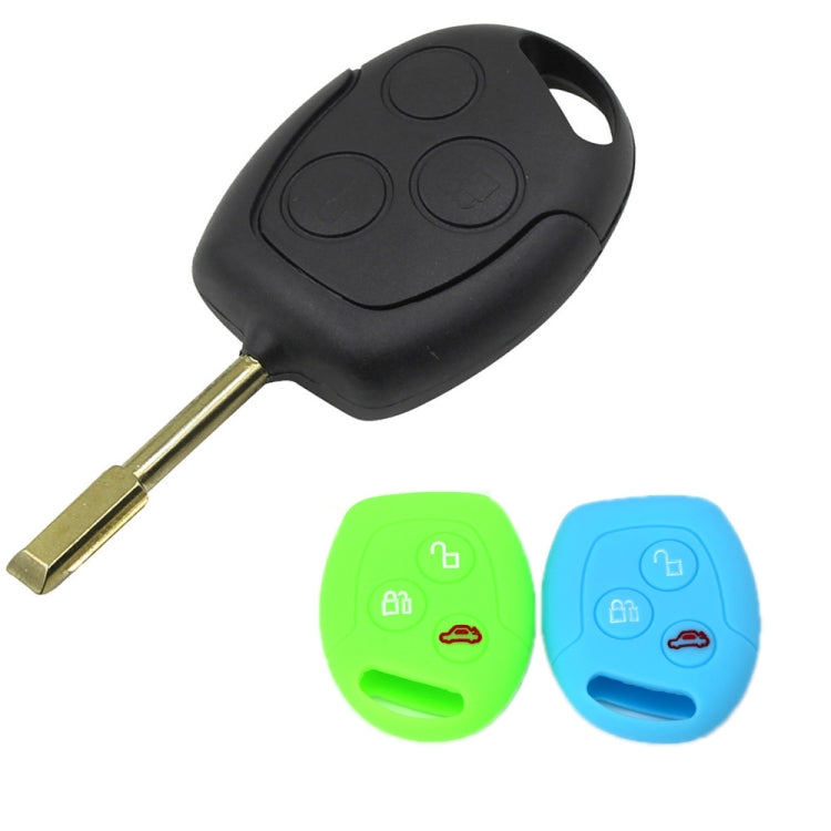 For Ford Transit/Focus 2pcs 3-Button Silicone Key Protector, Rose Red, Pink, Orange, Sea ??Blue, Sky Blue, New Green