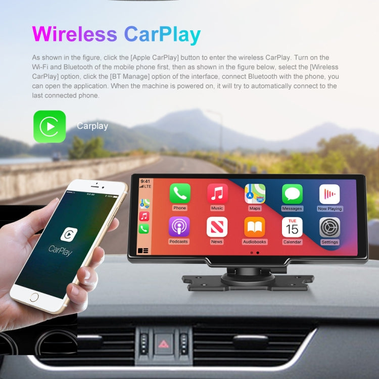 A3073 HD Wired 9.3 Inch 1 To 1 Smart Player With Wireless Carplay Two-way Video Split-screen Display, A3073 9.3 Inch