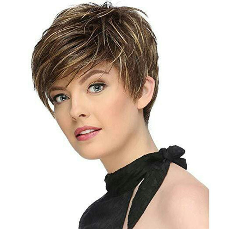 WIG-305 Female High Temperature Silk Wig Oblique Bangs Short Hair Chemical FiberHeadgear, WIG-305