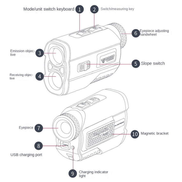 PGM JQ015 IP54 Waterproof Golf Laser Distance Meter Telescope, Measuring Distance: 400m