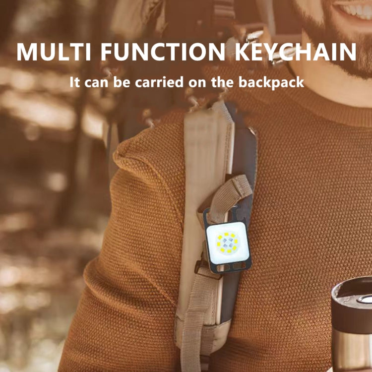 Key Chain Light Magnetic Suction Work Light Rechargeable Flashlight For Outdoor Camping, White