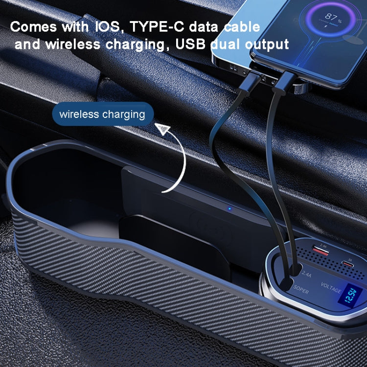 Vehicle Seat Gap Storage Box Organizer Front Seat Console Side Pocket ,Spec:, Wireless Charging Ordinary Wire, No Wireless Charging Ordinary Wire, Wireless Charging Upgrade Wire, No Wireless Charging Upgrade Wire