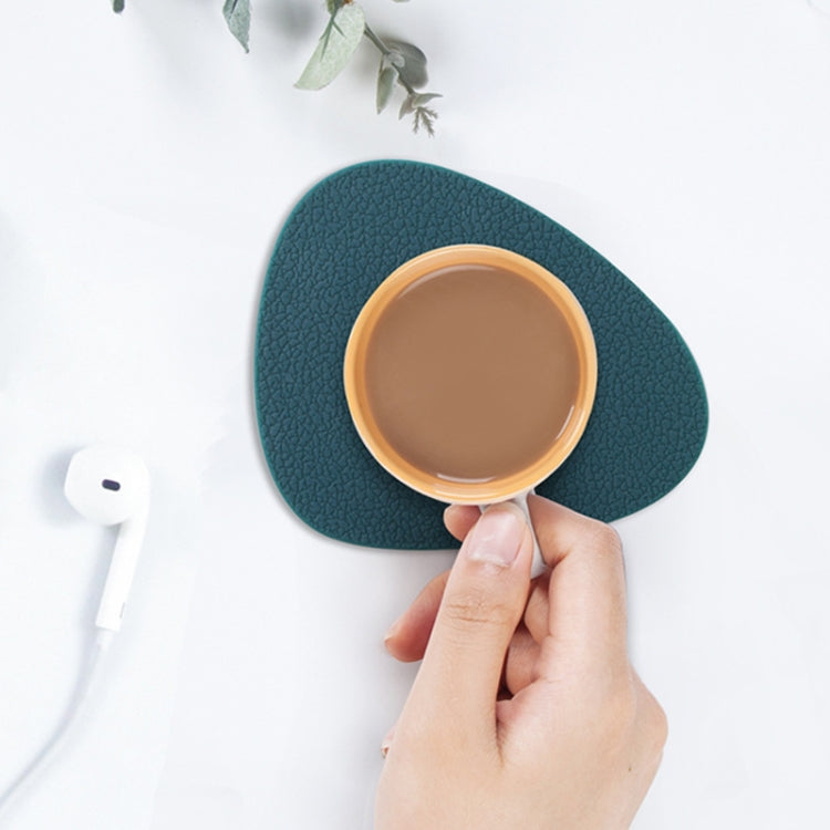 10pcs Teardrop-Shaped Silicone Table Insulation Mat Leather Textured Kitchen Cup And Pot Mat, Coaster(Pink), Coaster(Green), Coaster(Blue), Coaster(Gray), Coaster(Red)