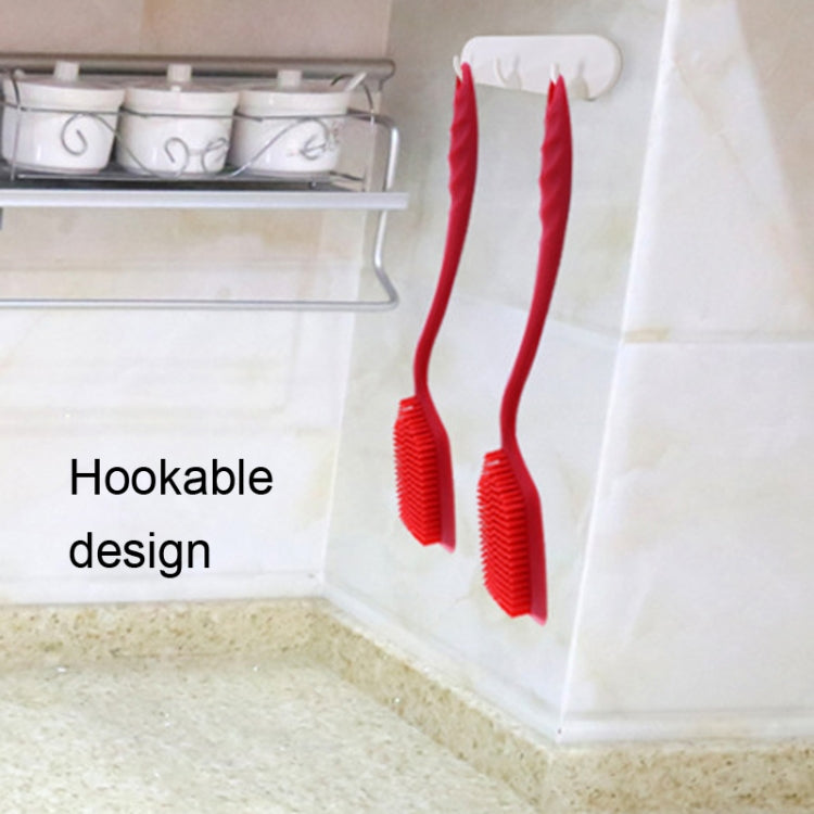 ZYA-251 Silicone Integrated Pot Scrubbing Brush Household Kitchen Cleaning Brush Dishwashing Brush, Red