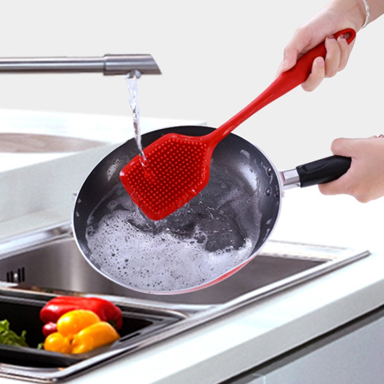 ZYA-251 Silicone Integrated Pot Scrubbing Brush Household Kitchen Cleaning Brush Dishwashing Brush, Red