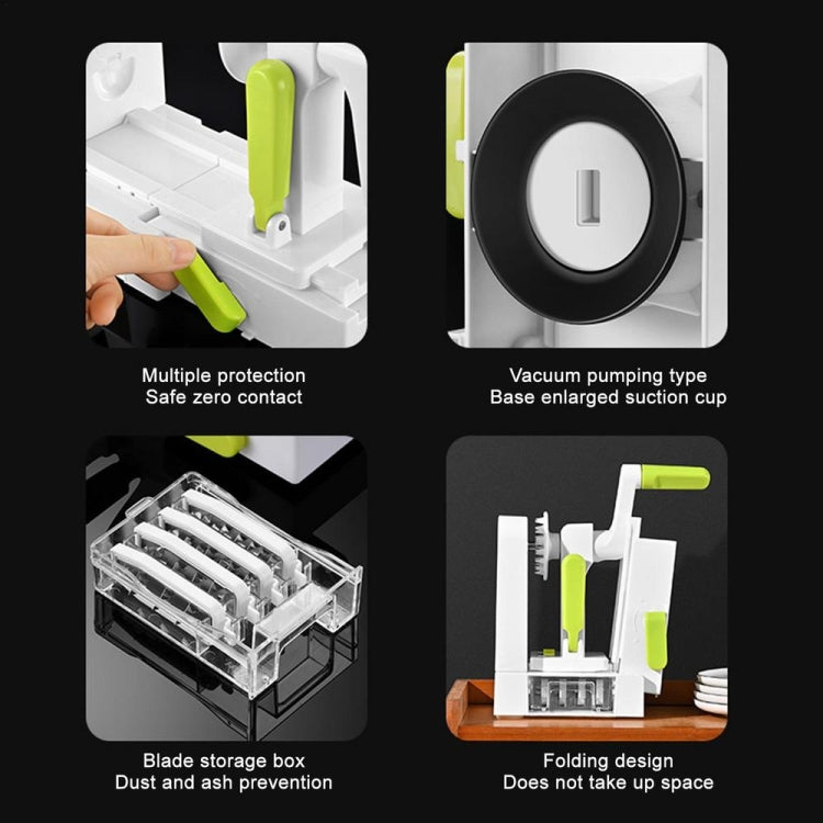 Grater Vegetable Potato Spiral Slicer Whirlwind Fruit Vegetable Spiral Machine, White, Green