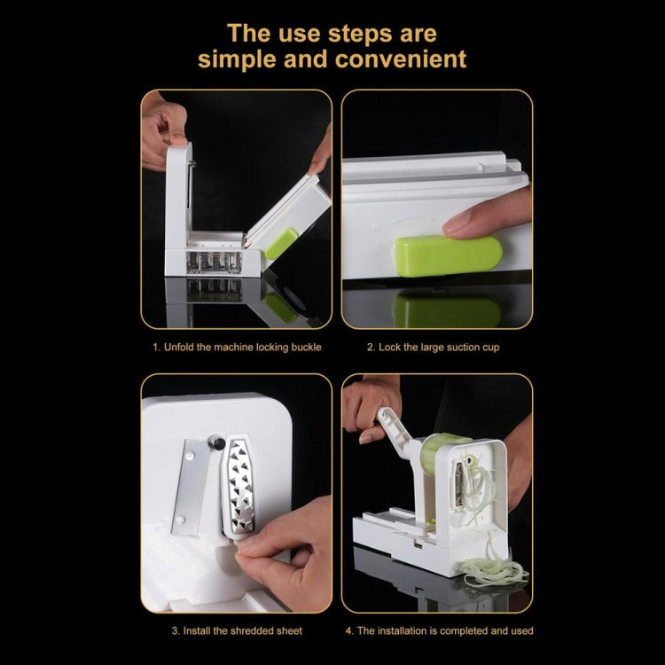 Grater Vegetable Potato Spiral Slicer Whirlwind Fruit Vegetable Spiral Machine, White, Green