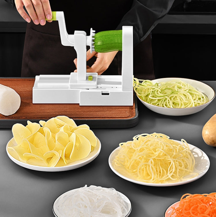 Grater Vegetable Potato Spiral Slicer Whirlwind Fruit Vegetable Spiral Machine, White, Green