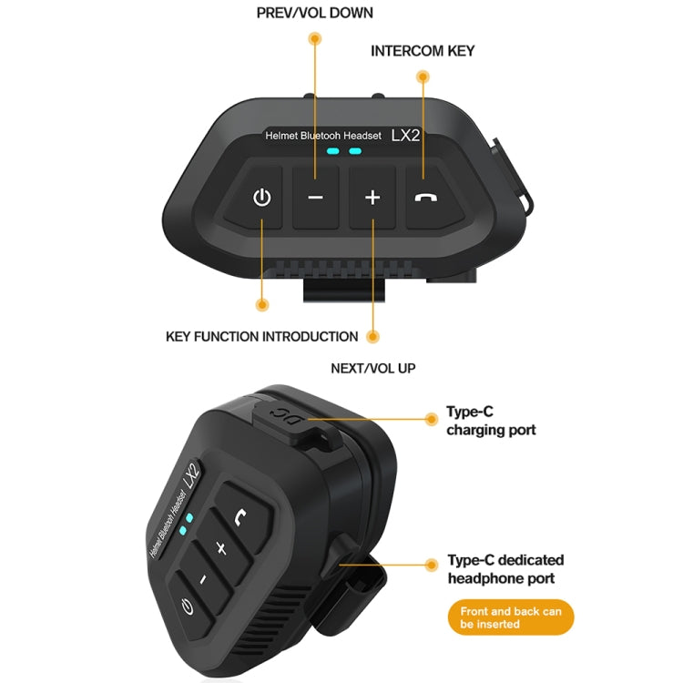 LX2 Motorcycle Helmet Bluetooth Earphone Waterproof Noise Canceling Motorcycle Headphones