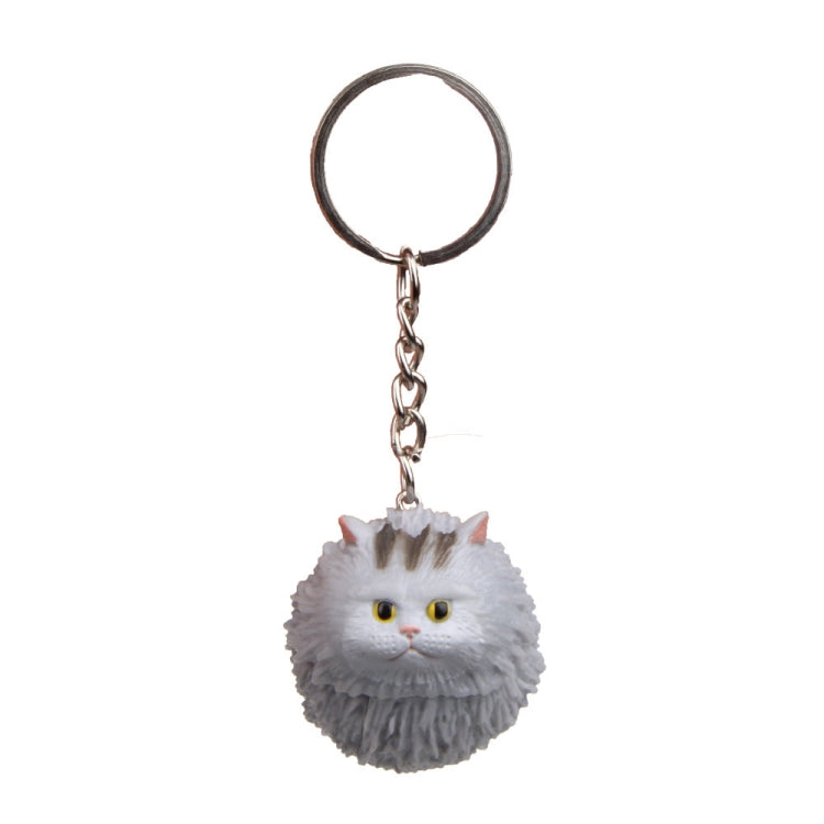 Round Little Tiger Cat Keychain Cartoon Key Ring Ornament, Yellow White, Gray, White, 3 Color, Black, Coffee White