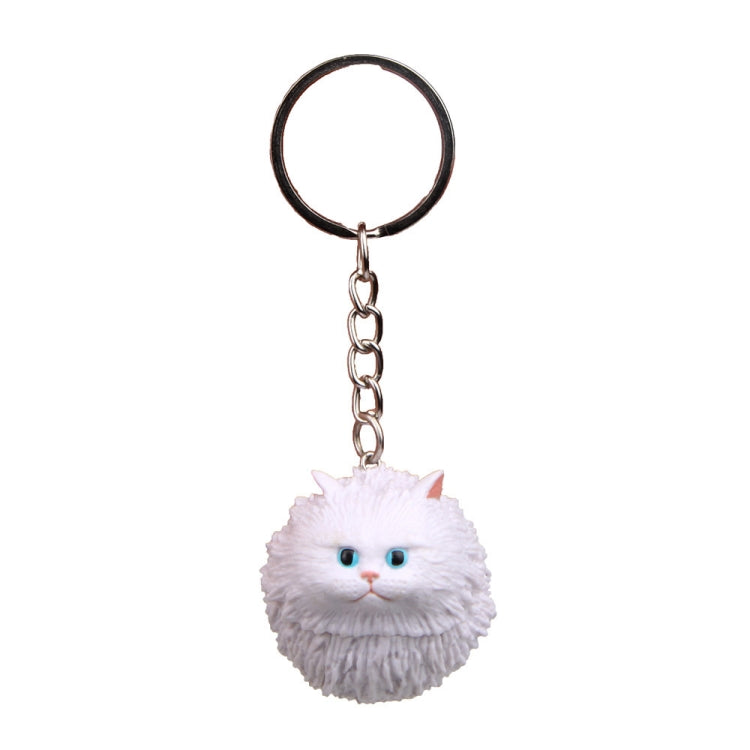 Round Little Tiger Cat Keychain Cartoon Key Ring Ornament, Yellow White, Gray, White, 3 Color, Black, Coffee White