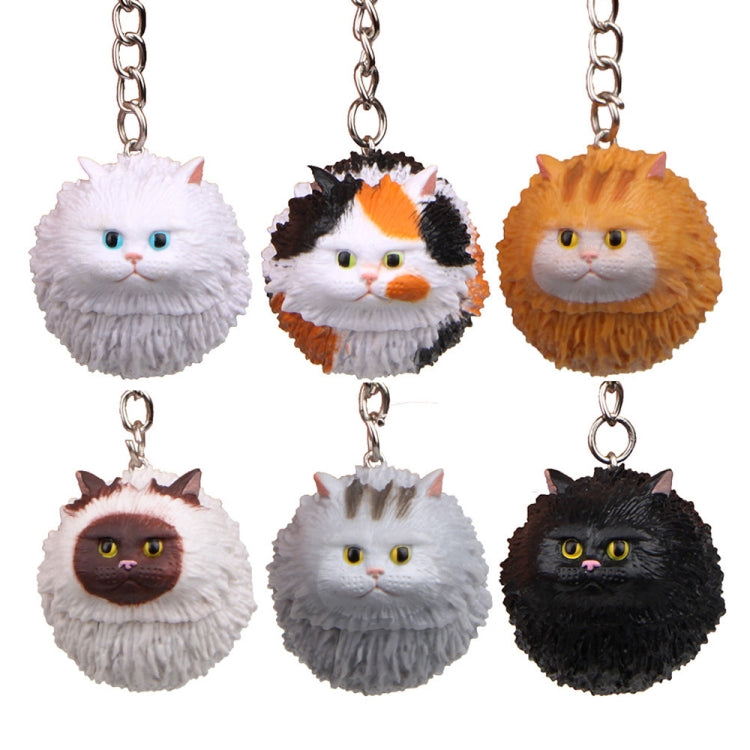 Round Little Tiger Cat Keychain Cartoon Key Ring Ornament, Yellow White, Gray, White, 3 Color, Black, Coffee White