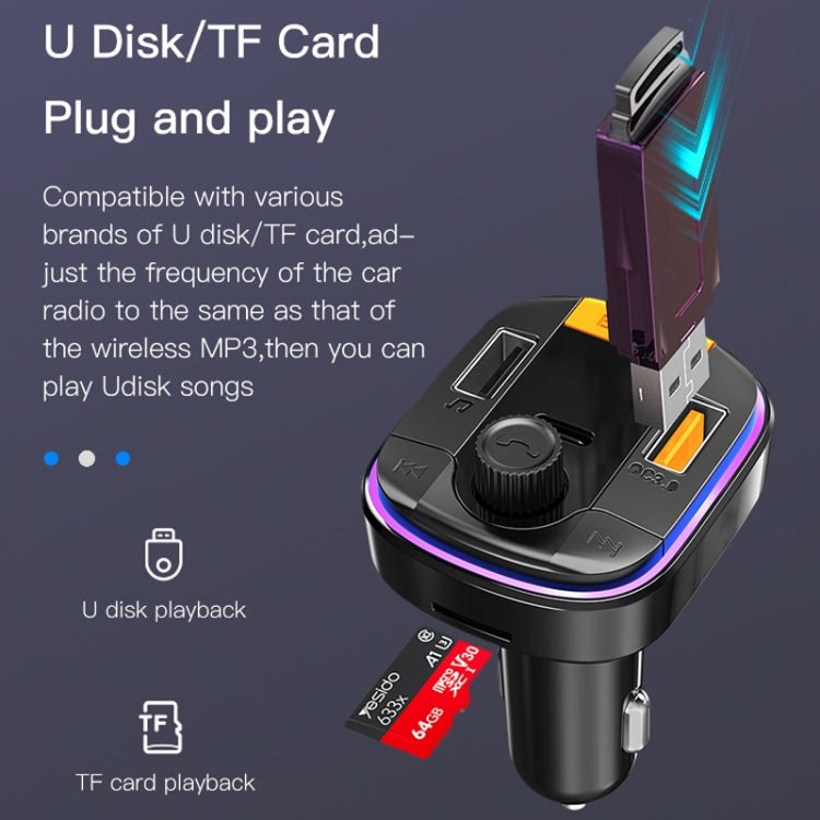 شاحن سيارة Yesido Y45 PD ولاعة سجائر QC شحن سيارة USB بلوتوث شاشة رقمية FM، Y45