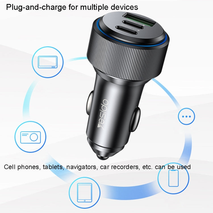 شاحن سيارة سريع من يسيدو Y50 بمنفذ USB 3.0، 30 واط، مصنوع من سبائك الألومنيوم، بتقنية PD، شحن سريع، Y50