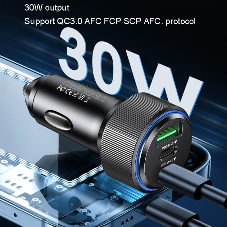 شاحن سيارة سريع من يسيدو Y50 بمنفذ USB 3.0، 30 واط، مصنوع من سبائك الألومنيوم، بتقنية PD، شحن سريع، Y50