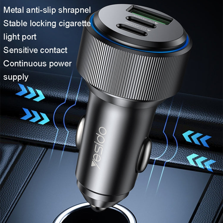 شاحن سيارة سريع من يسيدو Y50 بمنفذ USB 3.0، 30 واط، مصنوع من سبائك الألومنيوم، بتقنية PD، شحن سريع، Y50