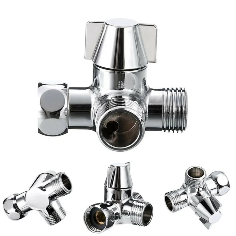 Double Handle Brass 3 Way Shower Arm Diverter Valve Hand Held Showerhead Shower Splitter, Brass