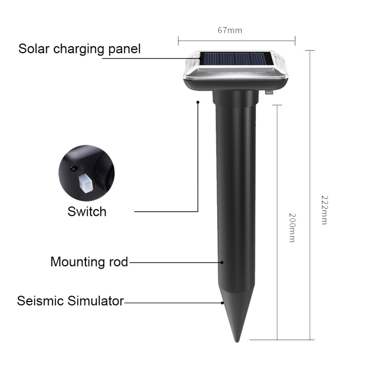 SJZ038 Outdoor Waterproof Solar Ultrasonic Rat Repeller Ultrasonic Animal Repeller