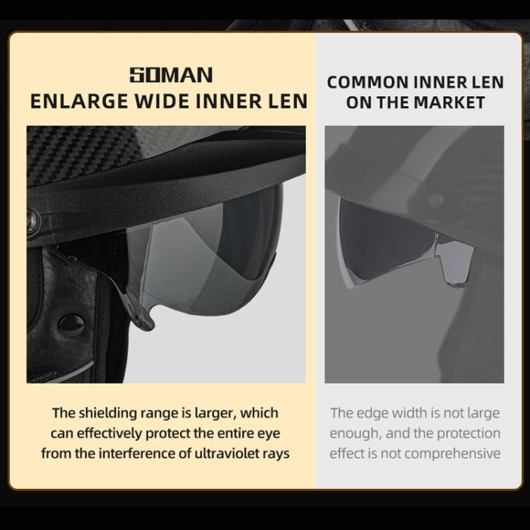SOMAN Motorcycle Half Helmet Adjustable Helmet With Inner Mirror