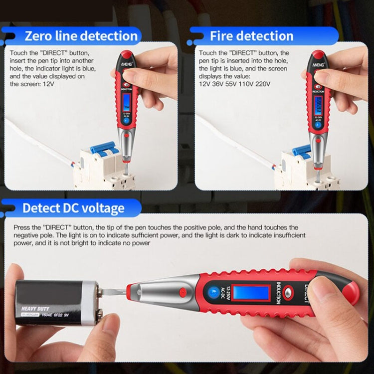 ANENG VD700 2pcs Sound and Light Alarm Non-contact Digital Display Sensor Multi-function Test Pen, Digital Display Pen (Yellow Green), Digital Display Pen (Black Yellow), Digital Display Pen (Black Red)